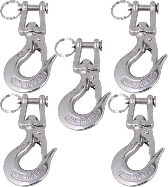 5 Stück Wucifang Jewelry Auslöseösen Wirbelöse Hebehaken aus Edelstahl in Silber mit 150 kg Tragfähigkeit - Bild 1