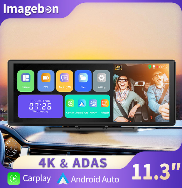 Imagebon H50 Dashcam 4K UHD mit ADAS, Wireless CarPlay & Android Auto, 3-Kanal-Aufnahme, Zeitraffer und 24-Stunden-Parkmonitor in Schwarz - Bild 1