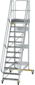 Günzburger MUNK Aluminium-Plattformtreppe fahrbar mit 12 Stufen und 60 Grad Neigung, Farbe Silber - Bild 1