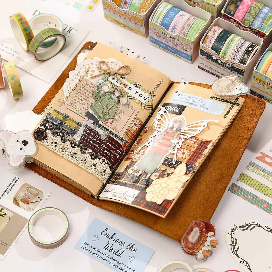 5 Rollen Washi-Tape mit kreativen Mustern in Multicolour für Scrapbooking, Tagebücher und Bastelarbeiten - Bild 2