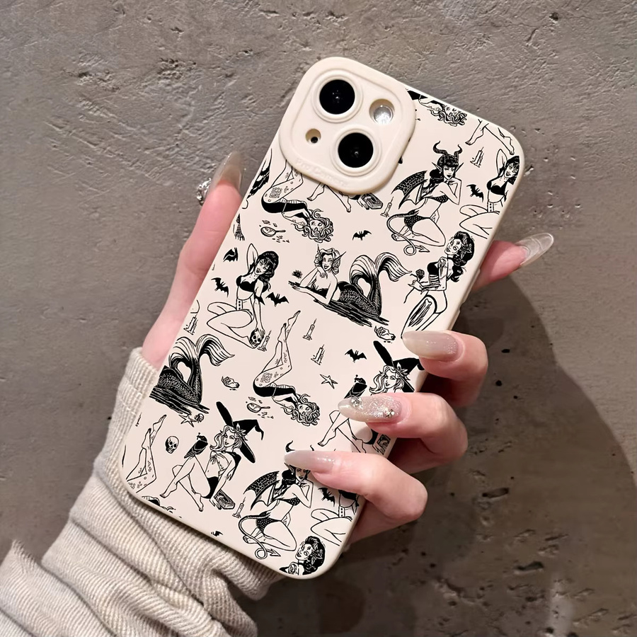 Schutzhülle mit Creative Witch Bat Print Angel Eyes für iPhone 17, 16, 15, Plus, Pro, Max Series in Beige und Multicolour - Bild 2