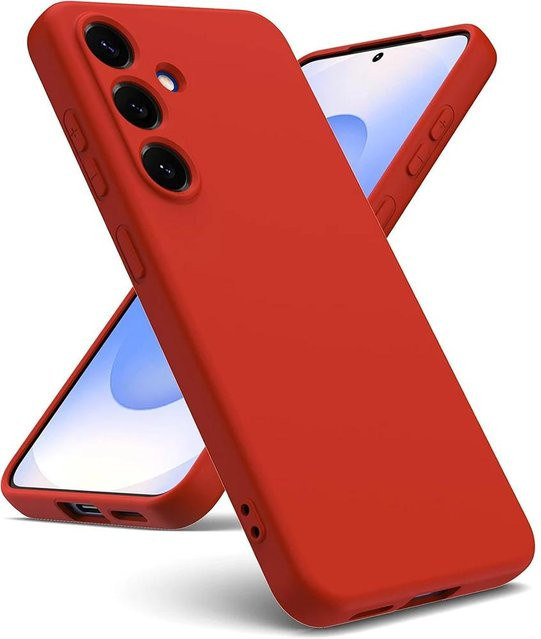Stoßfeste Flüssigsilikonhülle für Samsung Galaxy S25 S24 S23 S22 Ultra Plus S21 FE in Rot Matt - Bild 1