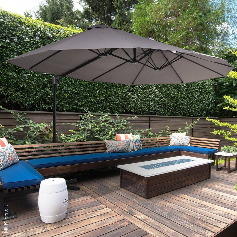 Outsunny Doppelschirm in Dunkelgrau aus Metall und Polyester mit B/H/L: 270 x 250 x 440 cm - Bild 3