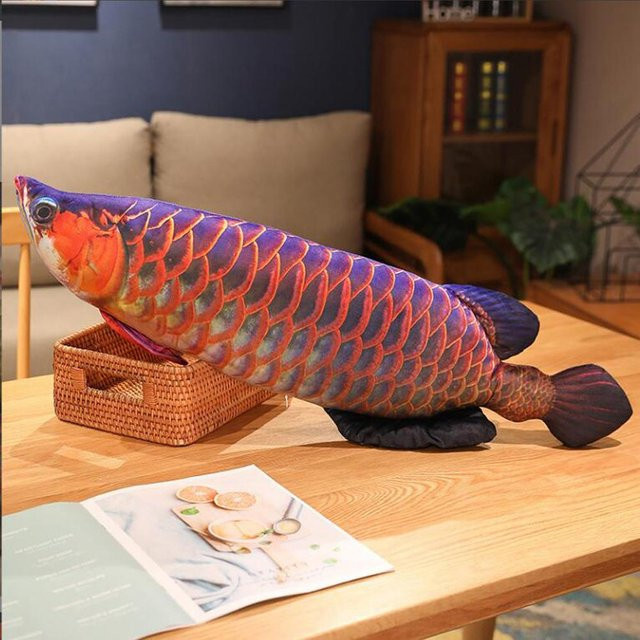 Simulations-Arowana-Fisch-Kissen, Stofftier Plüschtier, violett, ab 0 Jahre - Bild 1