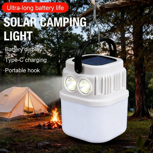 Heinast Solar-LED Camping-Glühbirne in Weiß mit 6 Beleuchtungsmodi, USB-wiederaufladbar und Powerbank-Funktion für Outdoor und Garten - Bild 1