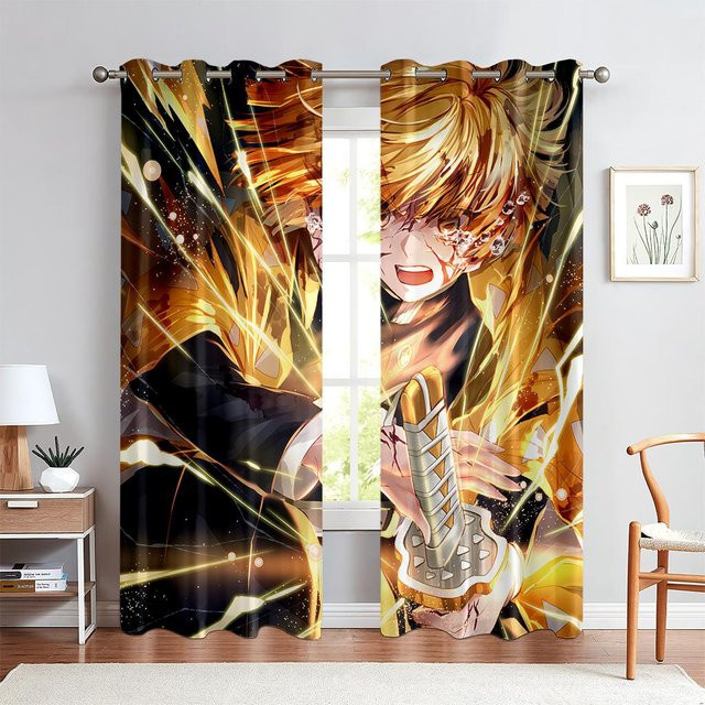 Yiran Furniture Cartoon Anime Charakter Vorhänge für Kinderzimmer, 2er Set, Mehrfarbig, B: 50 cm, H: 130 cm - Bild 1
