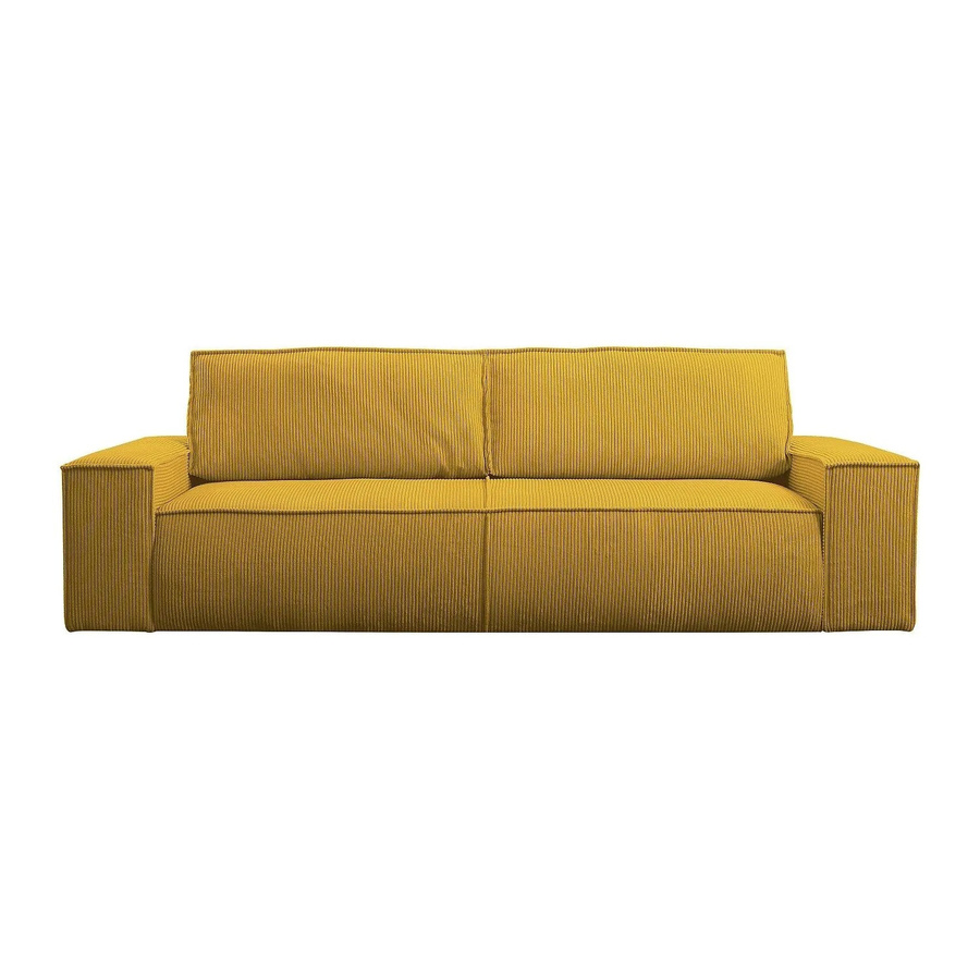 Vente-unique Schlafsofa Amelia in Gelb mit Cord-Bezug und Armlehnen, Breite: 257 cm - Bild 2