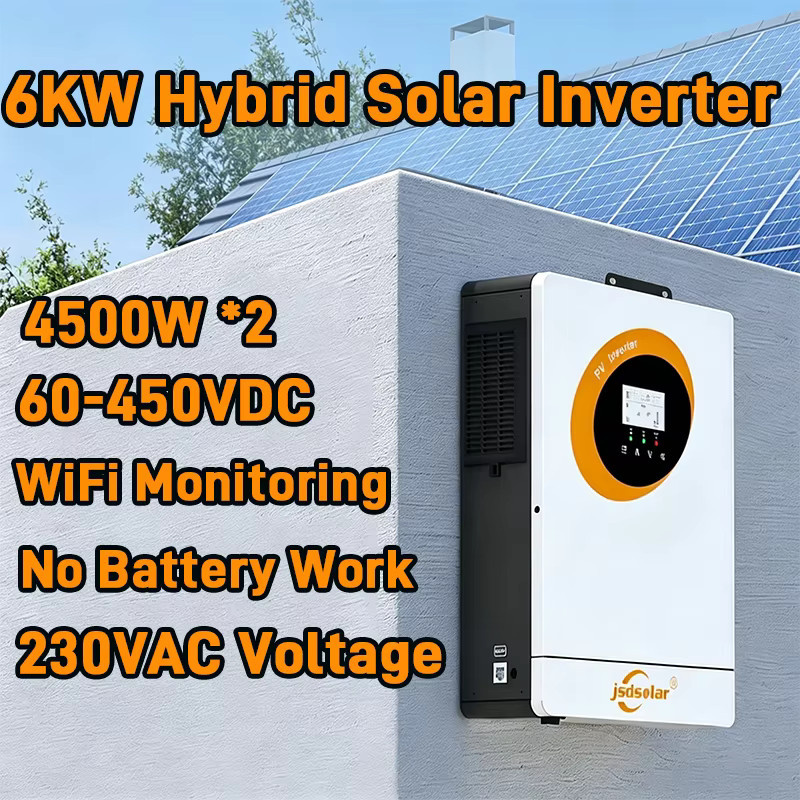 Jsdsolar 6KW Einphasiger PV-Solarwechselrichter Hybrid mit Dual-MPPT, 9000W Eingangsleistung, Reiner Sinuswellen-Wechselrichter in Weiß mit WLAN-Überwachung und Smart-LCD-Display - Bild 5