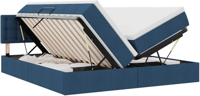 vidaXL Bett mit Kopfteil und LED-Lichtleisten in Blau, B/T: 180 x 200 cm - Bild 1
