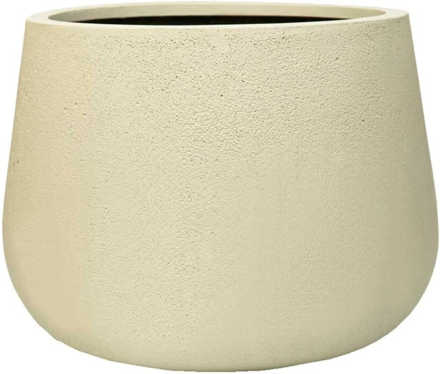 Vivanno Blumentopf Girar in Vesuvbeige, rundes Design aus Fiberglas, B/T/H: 49 x 49 x 37 cm - Bild 1