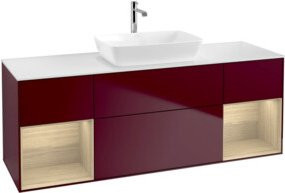 V&B Waschtischunterschrank Finion in Weiß mit Ablageplatte und offener Regaloption, Breite: 160 cm, Tiefe: 50,1 cm, Höhe: 50,1 cm - Bild 1