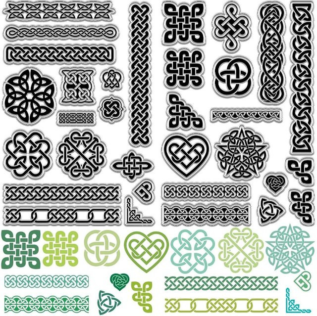 2 Stück Keltischer Knoten Gummistempel, transparente Silikon-Stempel mit Trinity-Knoten-Motiv für Vintage-Designs - Bild 1