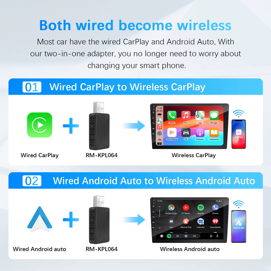 ANYFAR 2-in-1 Kabelloser CarPlay und Android Auto Adapter in Schwarz mit 5G-WLAN und Bluetooth für Plug & Play bei kabelgebundenen OEM-Fahrzeugen - Bild 2