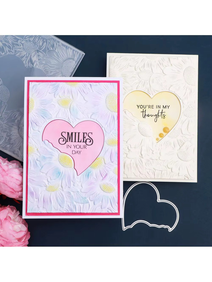 Sonnenblumen-Herzform Stanzformen und Prägeordner für Scrapbooking und DIY Papierhandwerk, B: 11,4 cm, H: 6,3 cm - Bild 5