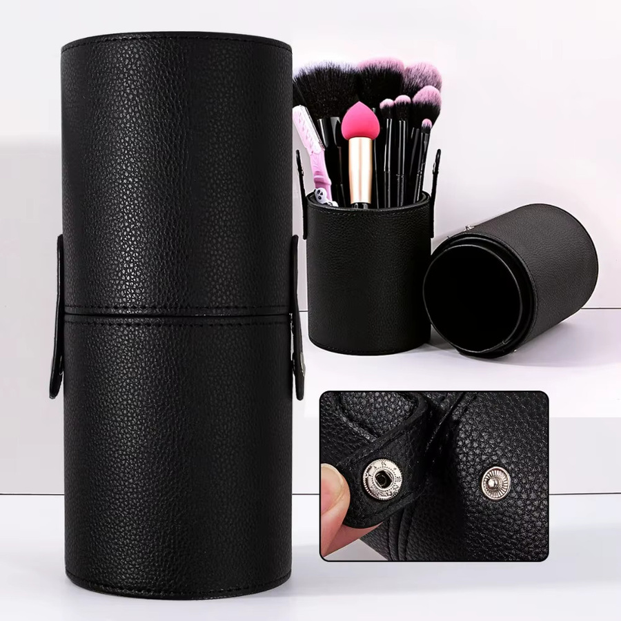 YLY Make-up-Pinsel-Eimer aus PU-Leder, Reise-Kosmetiktasche, pink, black - Bild 5