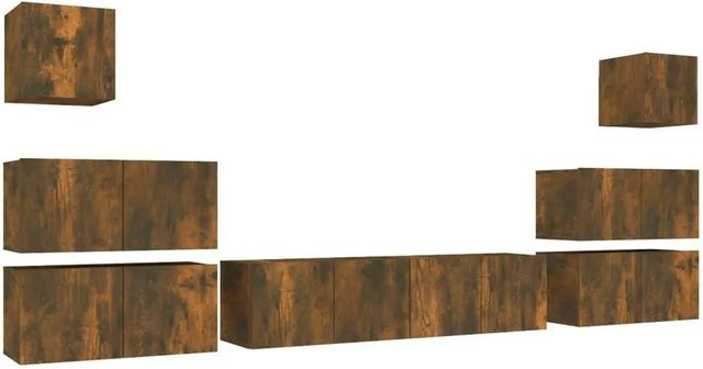 vidaXL 8-teiliges TV-Schrank-Set aus Holzwerkstoff in Räuchereiche, Braun - Bild 1