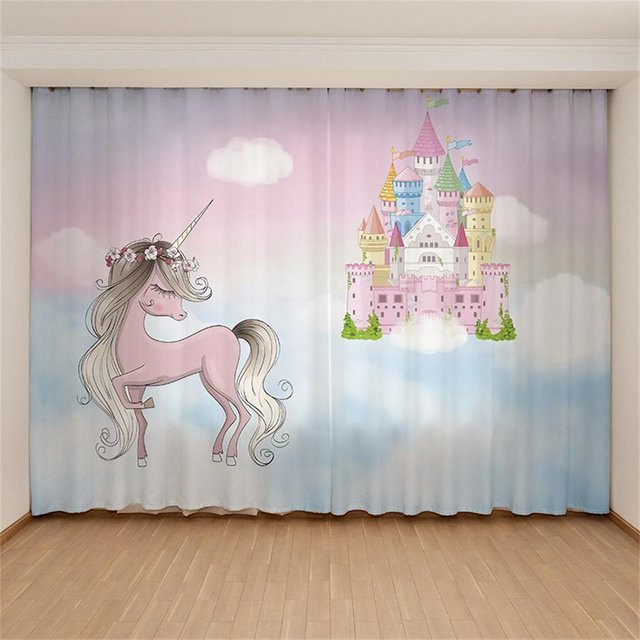 Yiran Furniture Vorhang Set mit Stern Mond Ballett Tanzendes Mädchen Digitaldruck in Rosa und Multicolour, 2 Stück, Breite: 60 cm, Höhe: 150 cm - Bild 1