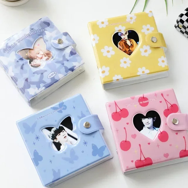 Niedliches Fotoalbum mit Bären-Design und Herz-Ausschnitt für 3 Zoll Instax und Kpop Karten, Farbe: Blau - Bild 1
