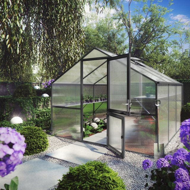 KGT Gewächshaus Orchidee III in Anthrazit-Grau mit 9,6 m² Fläche und 10 mm HKP - Bild 1