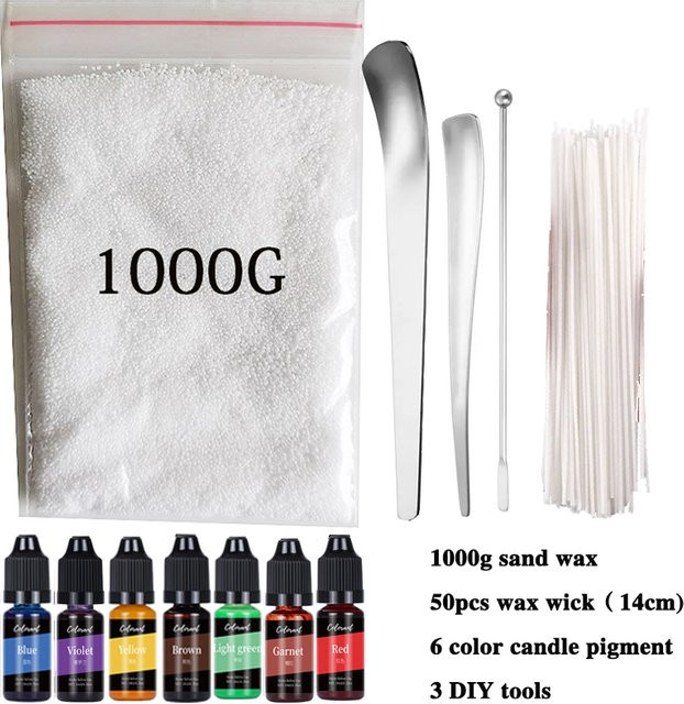 DIY Sandkerzen-Set zum Selbermachen mit farbigem Brennsand, Pigmenten und Dochten in Weiß und Mehrfarbig - Bild 1