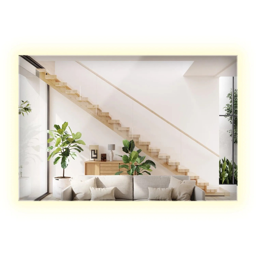 Wallfluent LED Spiegel mit Kaltweiß 6500K, Rechteckig, Weiß, B: 60 cm, H: 40 cm - Bild 1