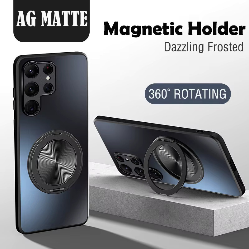 AG Matte Magnethülle mit 360-Grad-Drehung Ringständer für Samsung S25 S24 S23 Ultra Plus in Purple - Bild 2