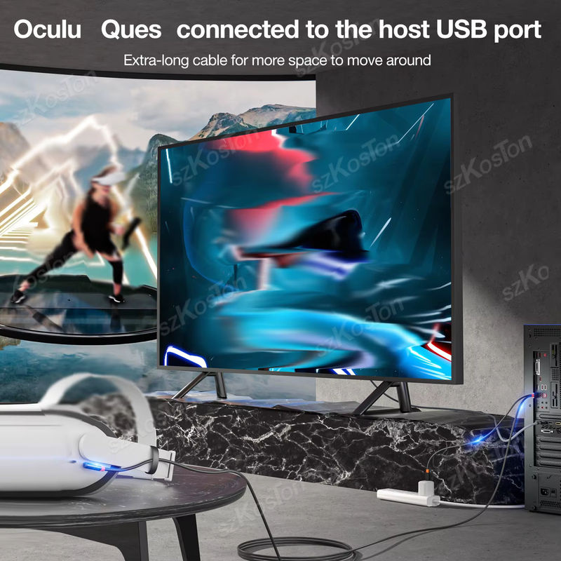 SZKOSTON VR-Link-Kabel für Meta Quest 3, Quest 3S, Quest 2, Pico4 und PS5, USB 3.0 Gen2 auf Typ-C, 5 Gbit/s Datenübertragung und schnelles Aufladen, Schwarz - Bild 4
