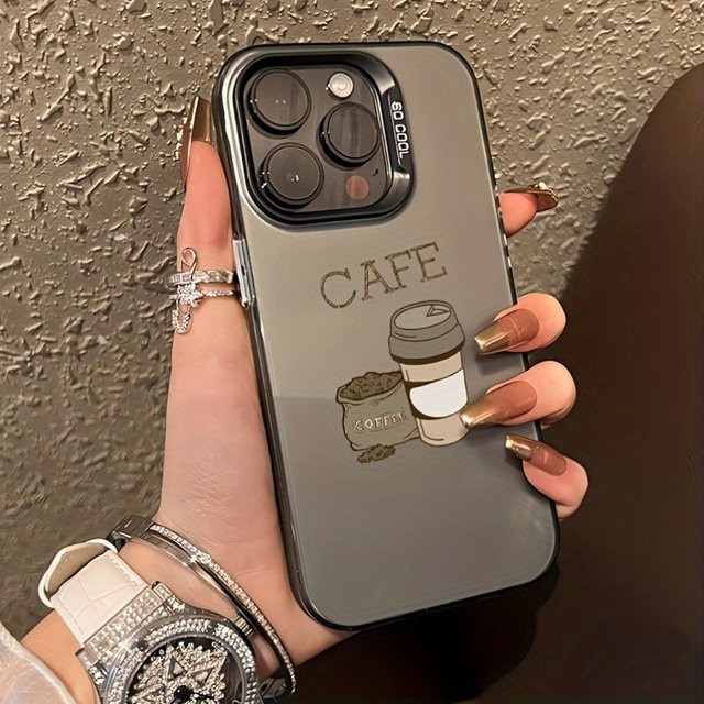 Galvanisierte TPU-Handyhülle mit Kaffeemuster in Schwarz für iPhone 17 Pro Max, 16, 15, 14, 13, 12, 11, Xs, Xr, X, 7, 8 sowie Mini, Plus, Pro, Pro Max und SE - Bild 1