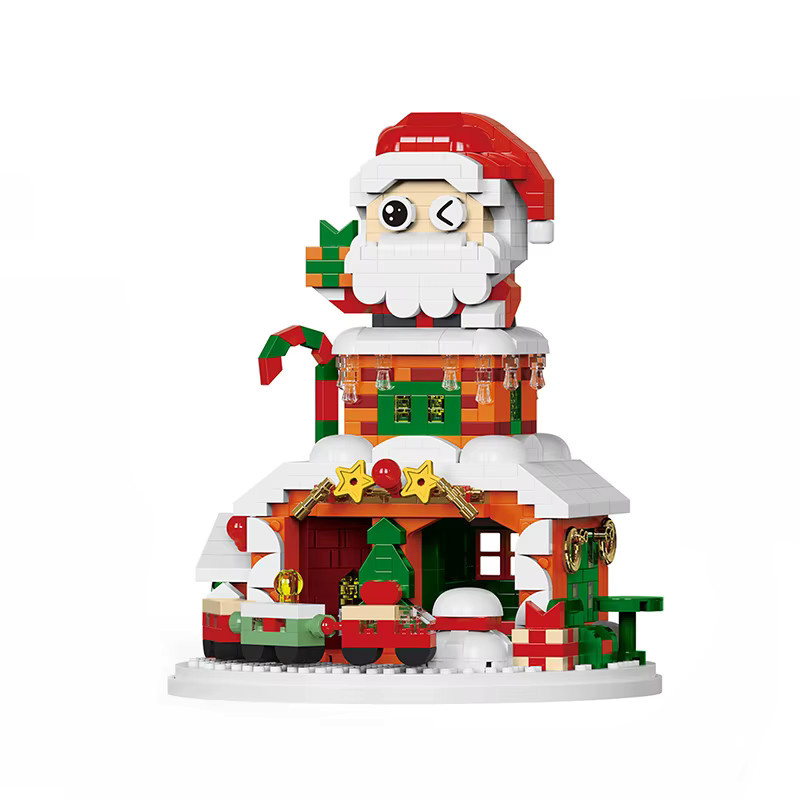 CONUSEA Weihnachten Winter Dorf Bausteine Schneehaus Schneemann, mit Licht - Bild 5