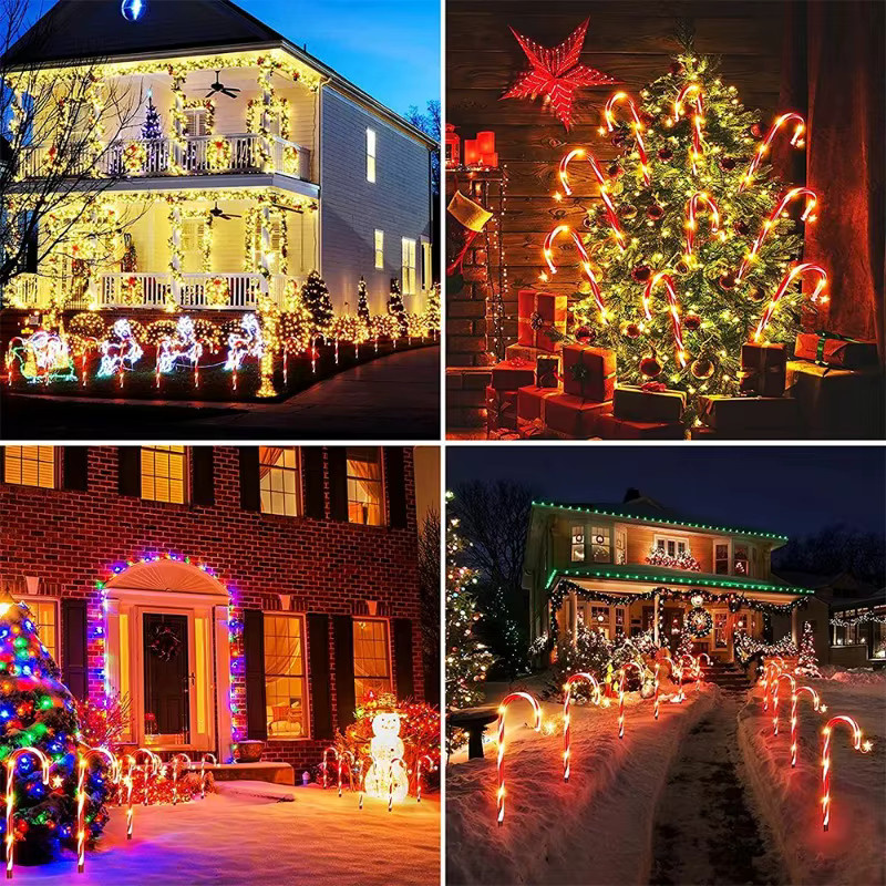Feimefeiyou LED Solar Candy Cane Weihnachtsdekorationslicht in Rot, wasserdichte Solar-Gartenleuchte für die Weihnachtsdekoration im Freien - Bild 4