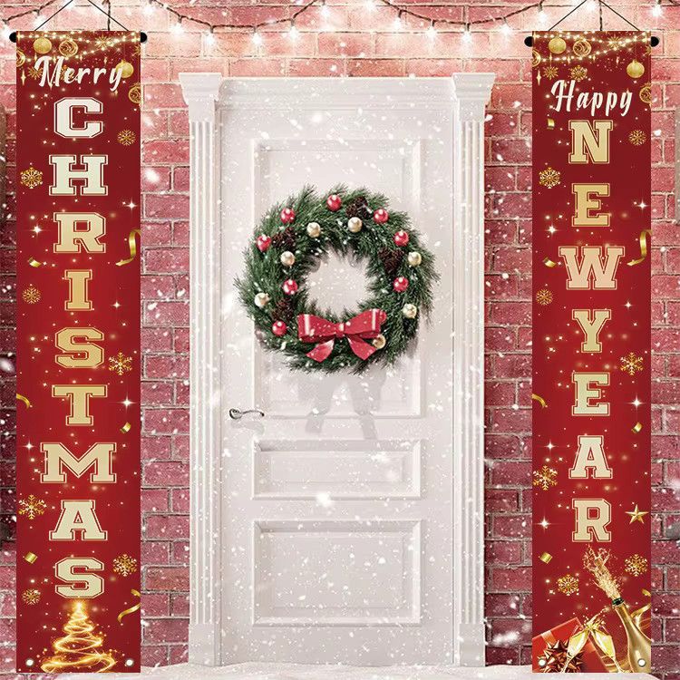 VIKAMA Weihnachts-Couplets-Dekoration in Rot als hängendes Banner für Garten und Veranda zur Neujahrs- und Weihnachtsfeier - Bild 2