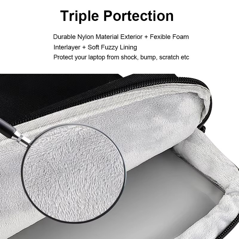 KOJESHUN Laptop-Handtasche in Schwarz als Schutzhülle für MacBook Pro, Xiaomi, Dell, HP und Lenovo für 14 bis 15,6 Zoll als tragbare Schulter-Umhängetasche - Bild 3
