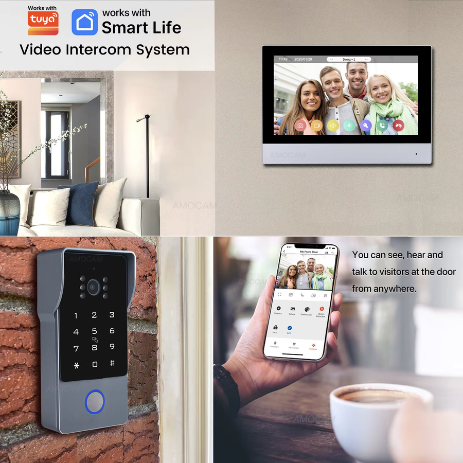 AMOCAM Smart Home WLAN Video-Gegensprechanlage mit 7 Zoll Touchscreen-Monitor und 1080P Kamera, kompatibel mit Tuya, 2-Draht-System - Bild 2