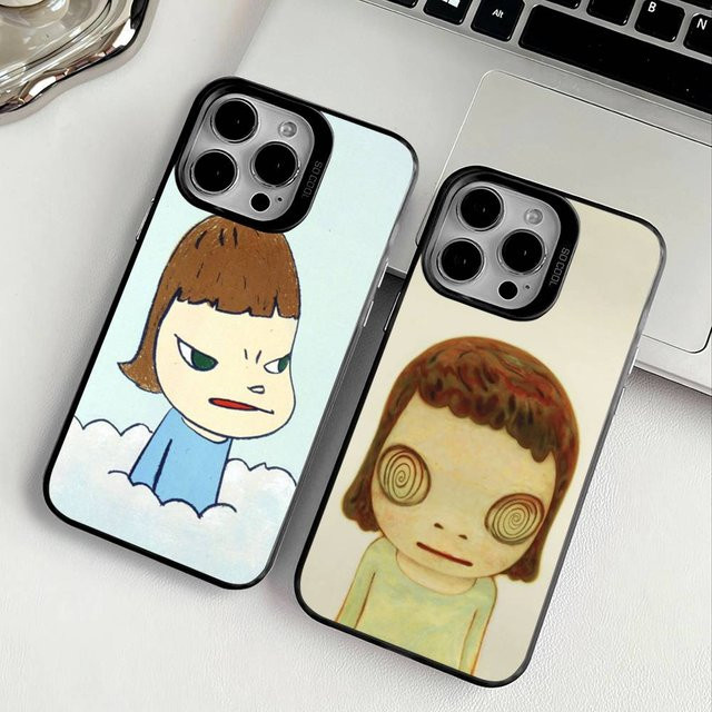 Y-Yoshitomo Nara Kunstmalerei Handyhülle für iPhone 11-16, Farbwechsel Transparent, Anti-Fall-TPU-Hülle mit schmaler Passform - Bild 1