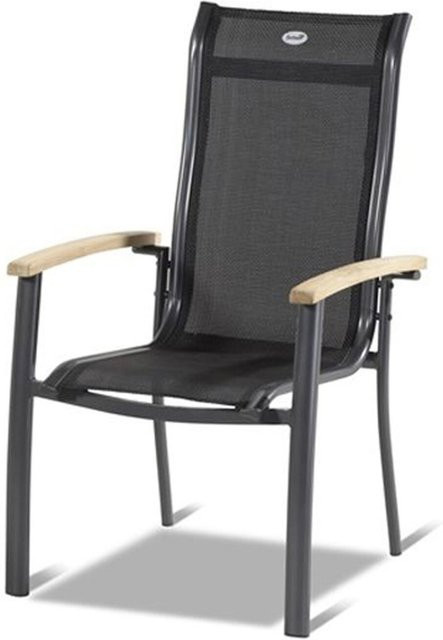 Hartman Alice Stapelsessel in Xerix/Schwarz mit Teak-Armlehnen aus Aluminium und Textilene - Bild 1
