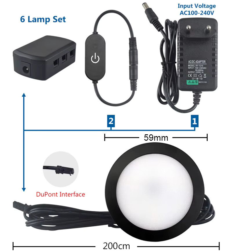 ANMIEPY LED-Unterschranklampe rund in Schwarz für Kleiderschrank und Küchenschrank-Innenbeleuchtung mit 5 W - Bild 2