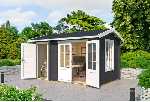 Holz-Gartenhaus Lasita Wrexham mit Satteldach in Carbongrau lasiert, B/H/T: 430 x 250,8 x 283,5 cm - Bild 1