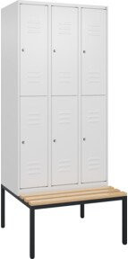 C+P Doppelstock-Spind Classic PLUS Sitzbank mit 3 Abteilen und Zylinderschloss, Sitzfläche aus Buche-Hartholz, B/T/H: 212,0 x 90,0 x 81,5 cm - Bild 1