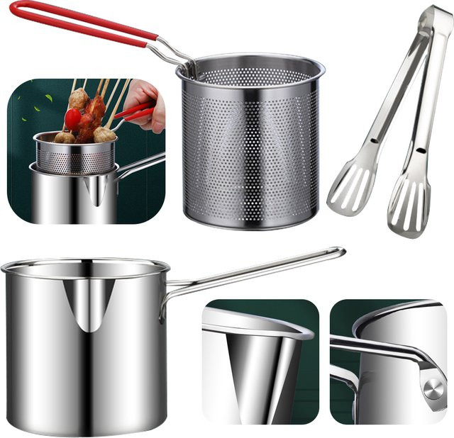 VKTECH Edelstahl Pasta-Topf mit Siebkorb und Mesh-Einsatz, Silber, 1,2 l - Bild 1