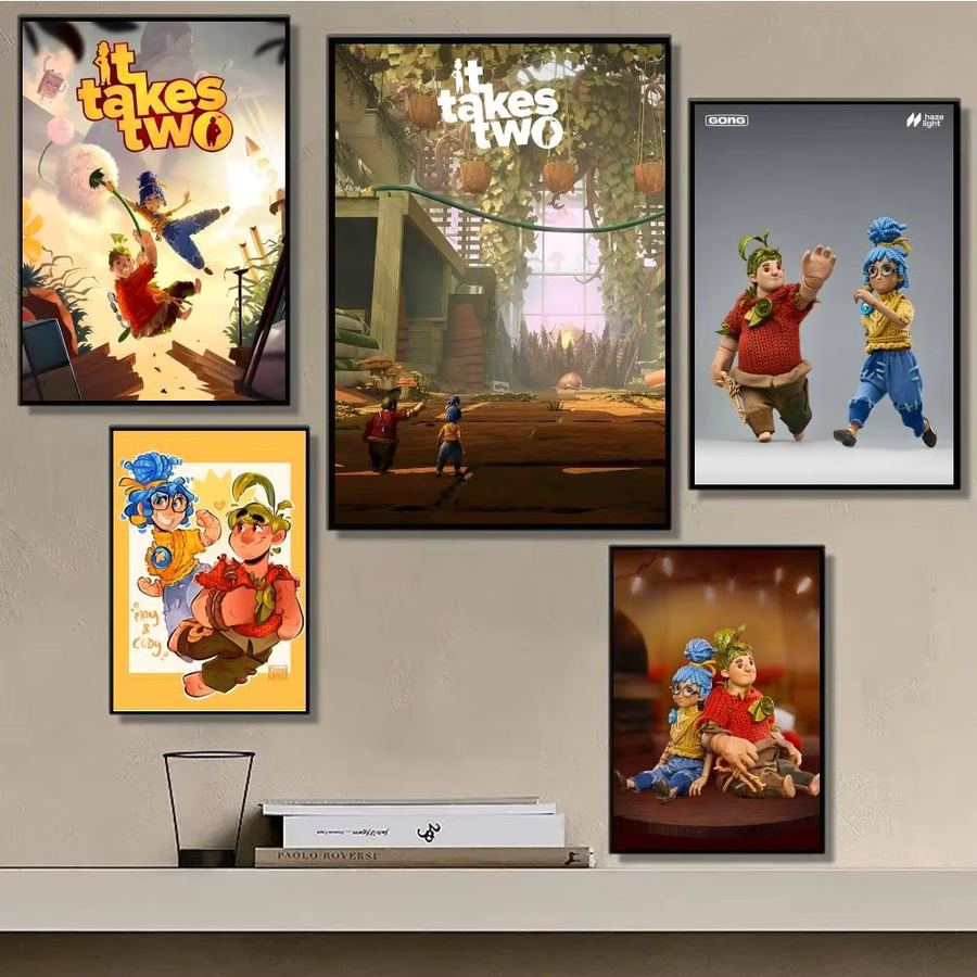 Bilibili It Takes Two Poster-Aufkleber, wasserfester Wandkunst-Aufkleber in Mehrfarben für Wohnzimmer und Schlafzimmer - Bild 3