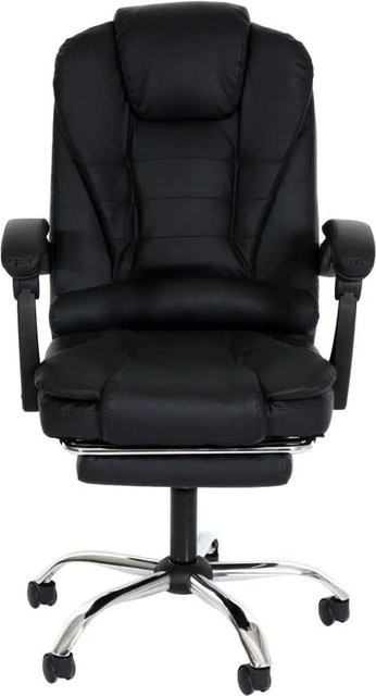 Bürostuhl MCW M80 Chefsessel aus Kunstleder mit ausziehbarer Fußstütze, Schwarz/Silber, B/T/H: 63 x 120 x 103 cm - Bild 2
