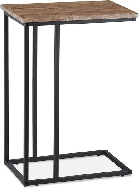 Relaxdays Beistelltisch in C-Form im Industrial Look aus MDF und Metall, Schwarz Grau-Braun, B/T/H: 46 x 30 x 66 cm - Bild 1