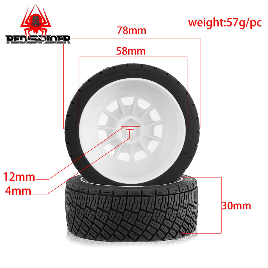 RS Red Spider RC Rally Off-Road Buggy Reifen, 4-teiliges Set, 1/10, 12 mm Sechskant - Bild 5