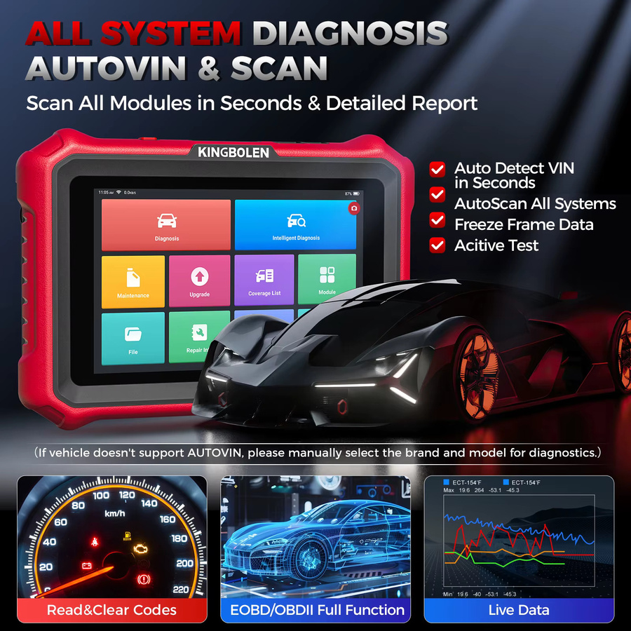 KINGBOLEN K8 PRO All System Bidirektionales OBD2-Diagnosetool mit 34 Reset-Funktionen, ECU-Codierung, FCA CAN FD & DOIP - Bild 6