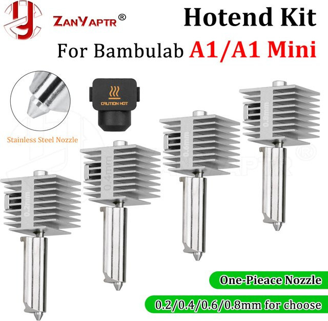 Bambu Lab A1 und A1 mini Upgrade High-Flow Hotend Kit mit einteiliger Edelstahldüse in Silber - Bild 1