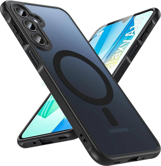 Stoßfeste magnetische kabellose Ladecase für Samsung Galaxy A16 5G in Schwarz und Transparent mit matter Rückseite - Bild 1