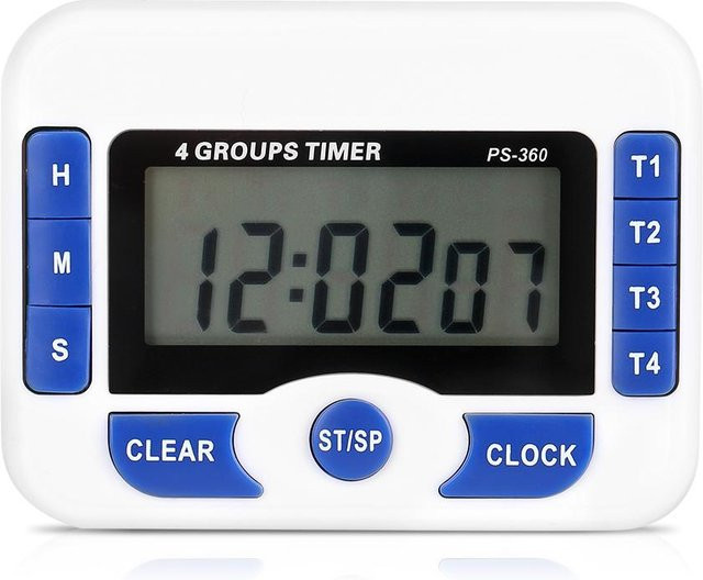 GoolRC Digitaler 4-Kanalunabhängiger Gruppen-Timer Countdown Magnetische Küchenuhr in Black - Bild 1