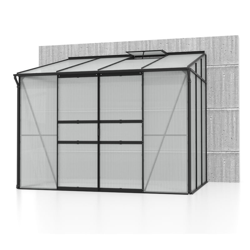 Vitavia Anlehn-Gewächshaus Ida 5200 Schwarz mit 5,2 m² Fläche und Polycarbonat-Platten - Bild 2