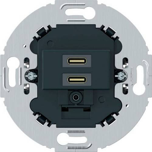 Hager USB-C Ladesteckdose Anthrazit Matt WTS4155BM Einbauvariante - Bild 1
