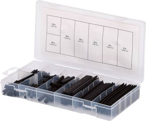 KS Tools 970.0230 Schrumpfschlauchsortiment Schwarz, 127 Teile, Schrumpfrate 2:1 - Bild 1